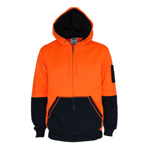 3722 - Hi Vis 2 tone full zip super fleecy hoodie