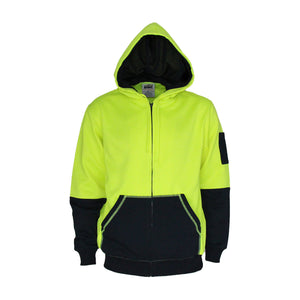 3722 - Hi Vis 2 tone full zip super fleecy hoodie