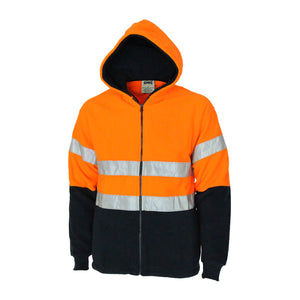3926 - Hi Vis full zip polar fleece hoodie with CSR R/tape