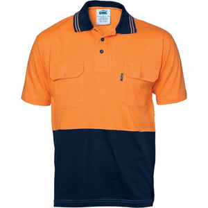 3943 - Hi Vis Cool-Breeze 2 Tone Cotton Jersey Polo Shirt with Twin Chest Pocket - S/S