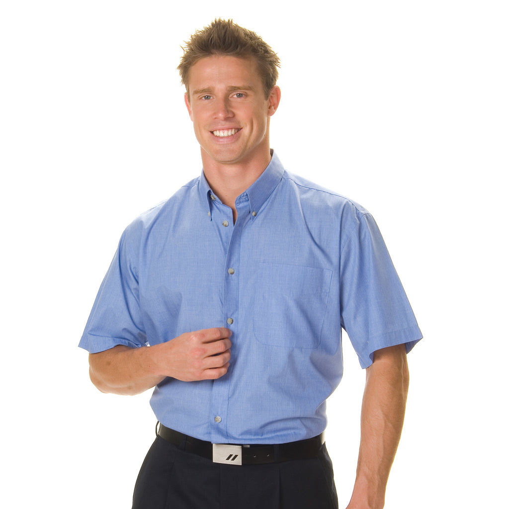 4121 - Polyester Cotton Chambray Business Shirt - Short Sleeve