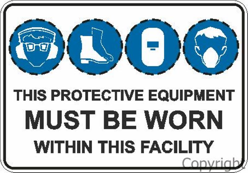This Protective Equipment etc. Facility Sign W/ 4 Discs