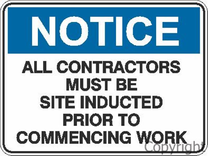 Notice All Contractors etc. Sign