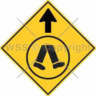 Upwards Arrow W/ Pedestrian Crossing Sign