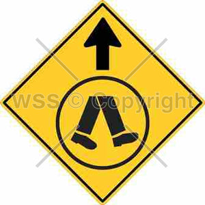 Upwards Arrow W/ Pedestrian Crossing Sign