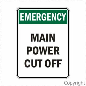 Emergency Main Power Cut Off Sign
