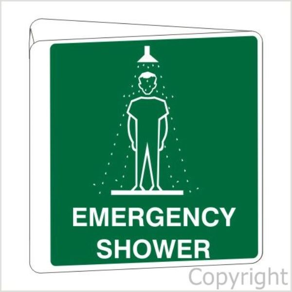 Emergency Shower Sign D/Sided Off Wall