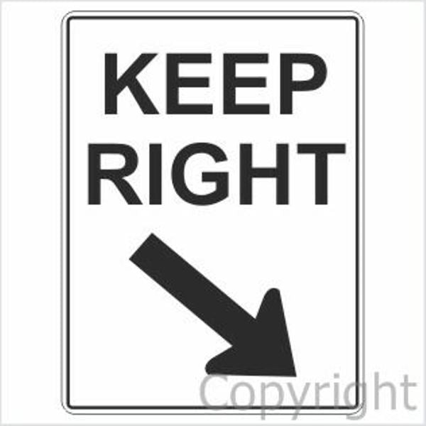 Keep Right Sign W/ Down Right Arrow