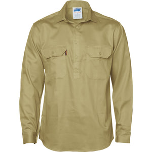 3204 - Close Front Cotton Drill Shirt - Long Sleeve