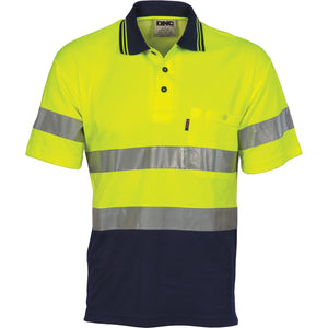 3717 - Hi Vis Two Tone Cotton Back Polos with Generic R.Tape - short sleeve
