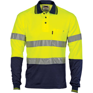 3718 - Hi Vis Two Tone Cotton Back Polos with Generic R.Tape - L/S