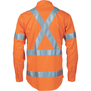 3746 - Hi Vis Cool-Breeze Cotton Shirt with ‘X’ Back & additional 3m r/Tape on Tail - long sleeve