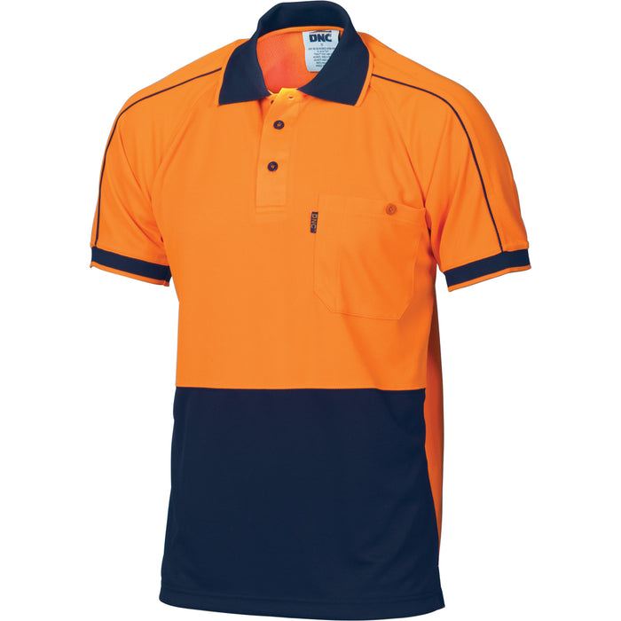 3753 - Hi Vis Cool-Breathe Double Piping Polo - Short Sleeve