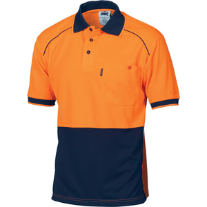 3754 - Hi Vis Cool-Breathe Front Piping Polo - Short Sleeve