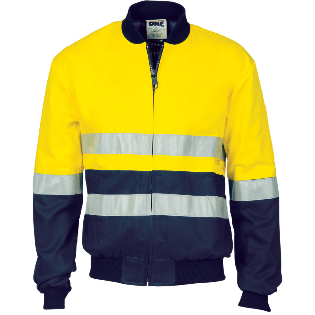 3758 - Hi Vis Two Tone D/N Cotton Bomber Jacket with 3m r/tape