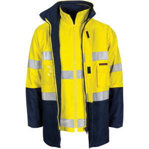 3764 - Hi Vis "4 IN 1" Cotton Drill Jacket with Generic R/Tape