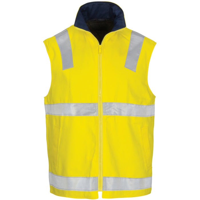 3765 - Hi Vis Cotton Drill Reversible Vest with Generic R/Tape