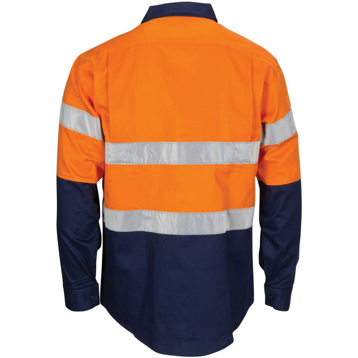 3782 - Hi Vis R/W Cool-Breeze T2 Vertical Vented Cotton Shirt with Gusset Sleeves, Generic R/Tape - Long Sleeve