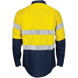 3782 - Hi Vis R/W Cool-Breeze T2 Vertical Vented Cotton Shirt with Gusset Sleeves, Generic R/Tape - Long Sleeve