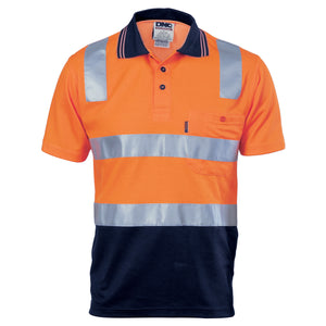 3817 - Cotton Back HiVis Two Tone Polo Shirt with CSR R/ Tape - Short sleeve