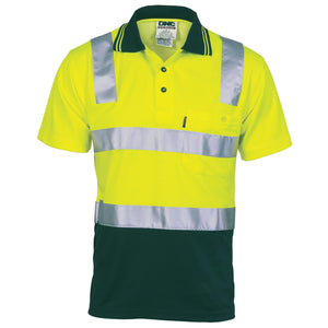 3817 - Cotton Back HiVis Two Tone Polo Shirt with CSR R/ Tape - Short sleeve