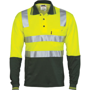 3818 - Cotton Back HiVis Two Tone Polo Shirt with CSR R/ Tape - L/S