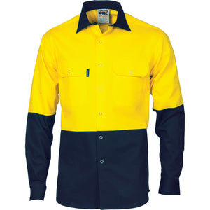 3838 - Hi Vis Two Tone Drill Shirt with Press Studs