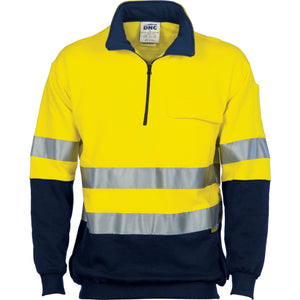 3925 - Hi Vis Two Tone 1/2 Zip Cotton Fleecy Windcheater with 3M R/Tape