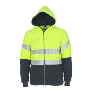 3926 - Hi Vis full zip polar fleece hoodie with CSR R/tape