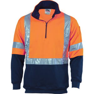 3930 - Hi Vis 1/2 Zip Fleecy with ‘X’ Back & additional Tape on Tail