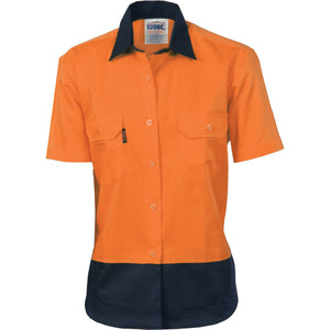 3939 - Ladies HiVis 2 Tone Cool-Breeze Cotton Shirt - Short Sleeve