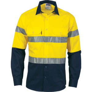 3966 - Hi Vis Cool-Breeze Cotton Shirt with Generic R/Tape - Long sleeve