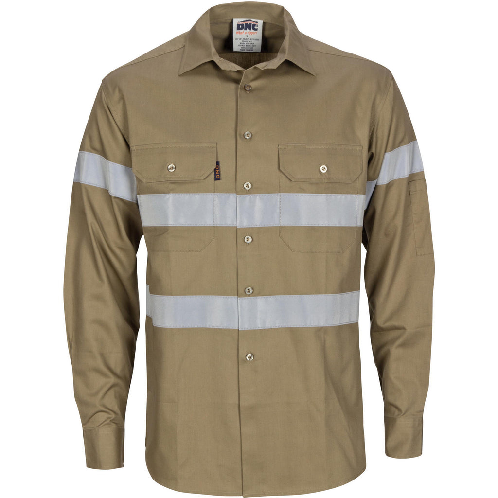3967 - Hi Vis Cool-Breeze Cotton Shirt with Generic R/Tape - Long sleeve
