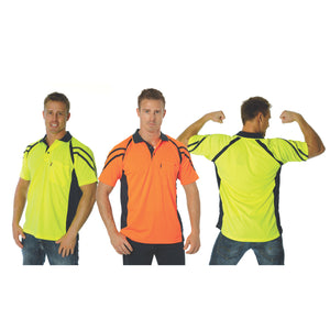 3979 - Cool Breathe Stripe Panel Polo Shirt - Short Sleeve