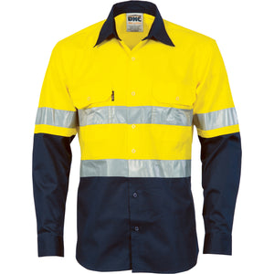 3984 - Hi Vis Cool-Breeze Vertical Vented Cotton Shirt with Generic R/Tape - Long sleeve