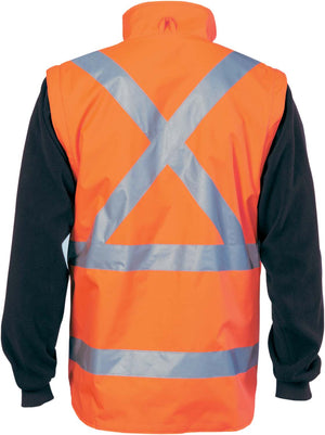 3990 - Hi Vis “4 in 1” Zip off Sleeve Revisable Vest, ‘X’ Back with additional tape on Tail