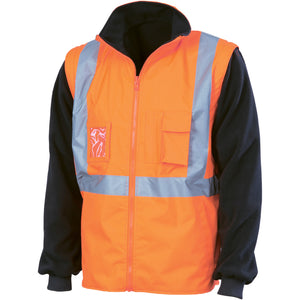 3990 - Hi Vis “4 in 1” Zip off Sleeve Revisable Vest, ‘X’ Back with additional tape on Tail