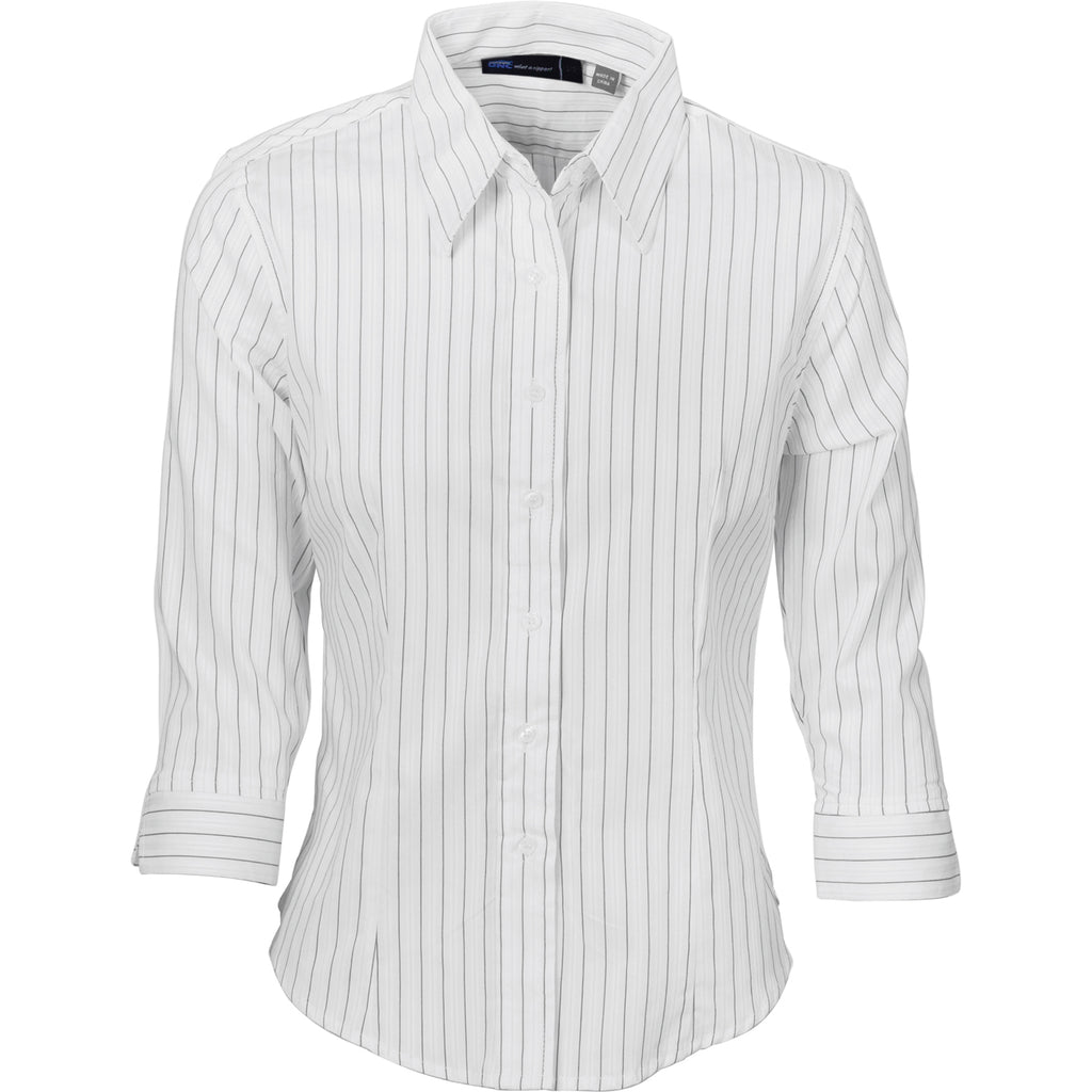 4234 - Ladies Stretch Yarn Dyed Contrast Stripe Shirts - 3/4 Sleeve
