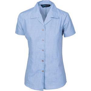 4255 - Ladies Revere Collar Mini (Check) Houndstooth B.Shirt - Short Sleeve
