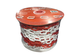 Red & White Plastic Safety Chain – Heavy Duty 6mm