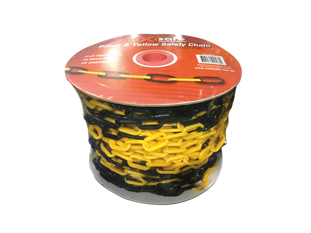 Black & Yellow Plastic Safety Chain – Heavy Duty 6mm