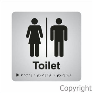 Braille Unisex Toilet Aluminium Sign