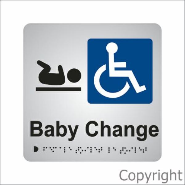 Braille Disabled Toilet/Baby Change Aluminium Sign