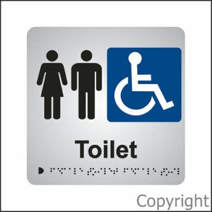 Braille Unisex Accomodation Toilet Aluminium Sign