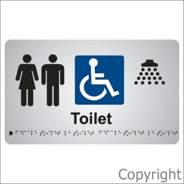 Braille Unisex Disabled Shower Aluminium Sign