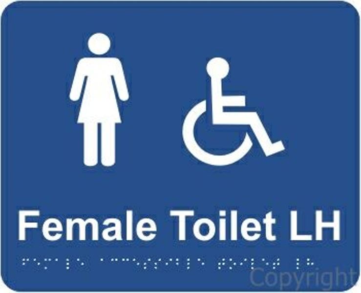 Braille Female Access Toilet Left Handed Sign