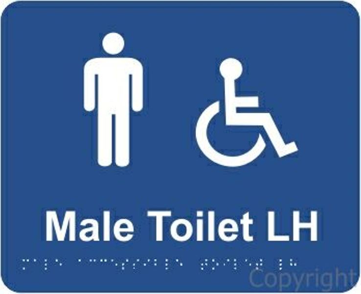 Braille Male Access Toilet Left Handed Sign