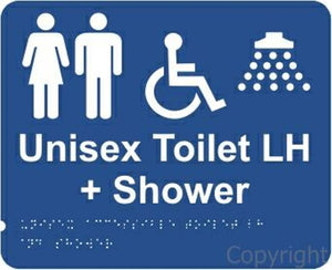 Braille Unisex Disabled Shower Left Handed Sign
