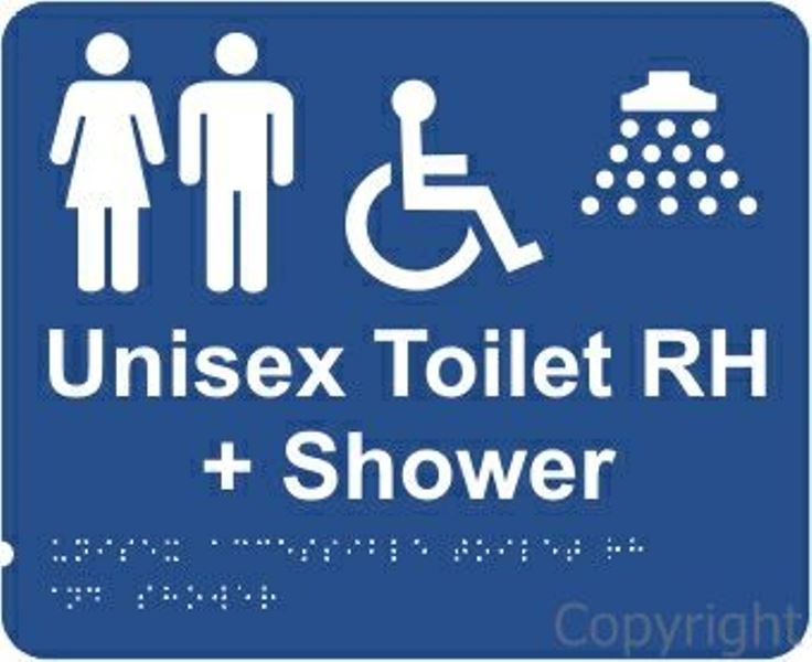 Braille Unisex Disabled Shower Right Handed Sign