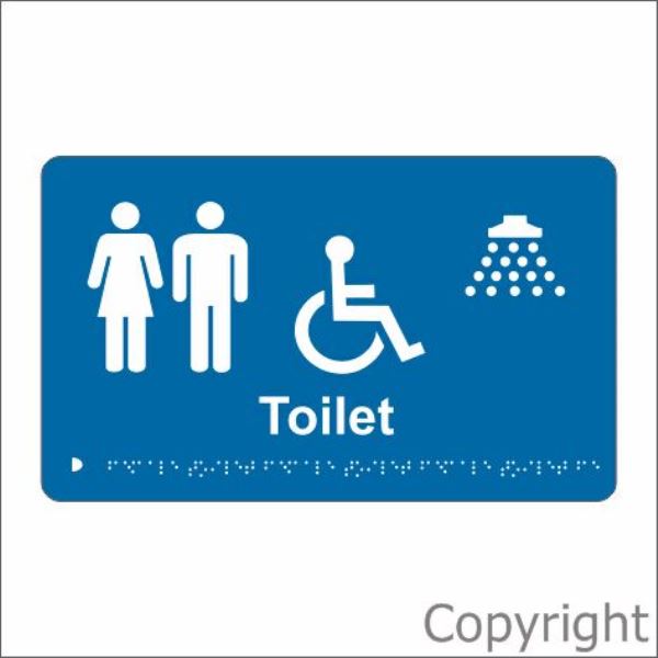 Braille Unisex Disabled Shower Sign